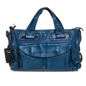 Authenticated Chloe Tracey Vintage Large Blue Leather Purse